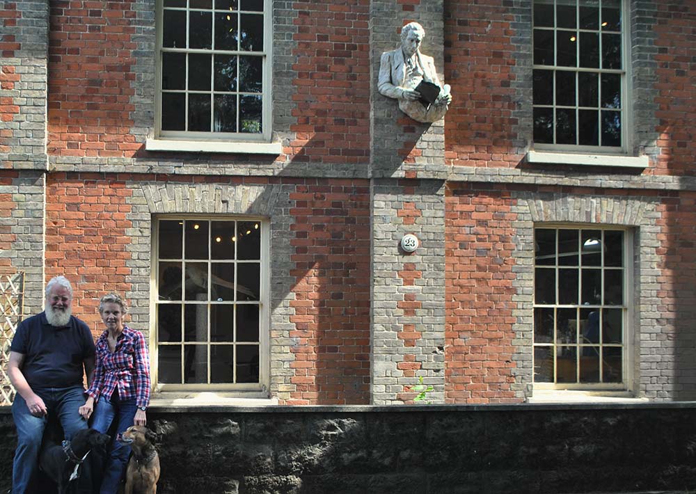 Sioban, Pete and dogs outside The Muse