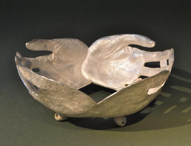 BOWLED OVER - Sterling Silver Vessel - made of hand prints