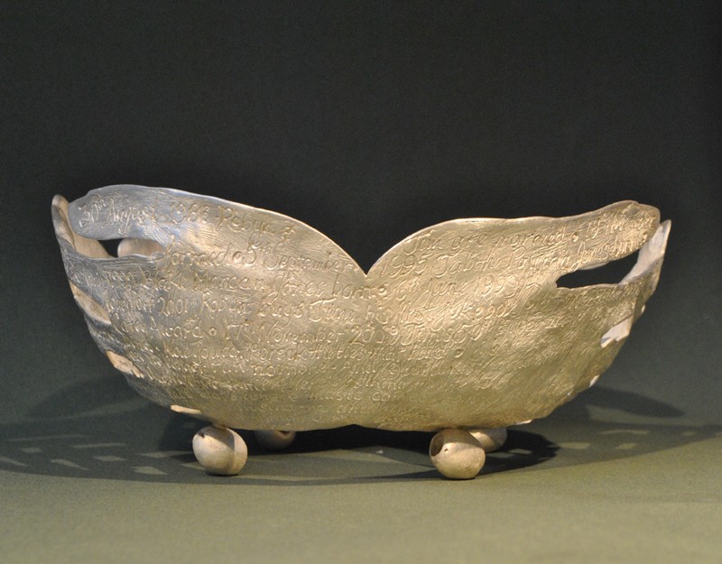 BOWLED OVER - Sterling Silver Vessel - personal thoughts and memories enscribed on the outside of the bowl