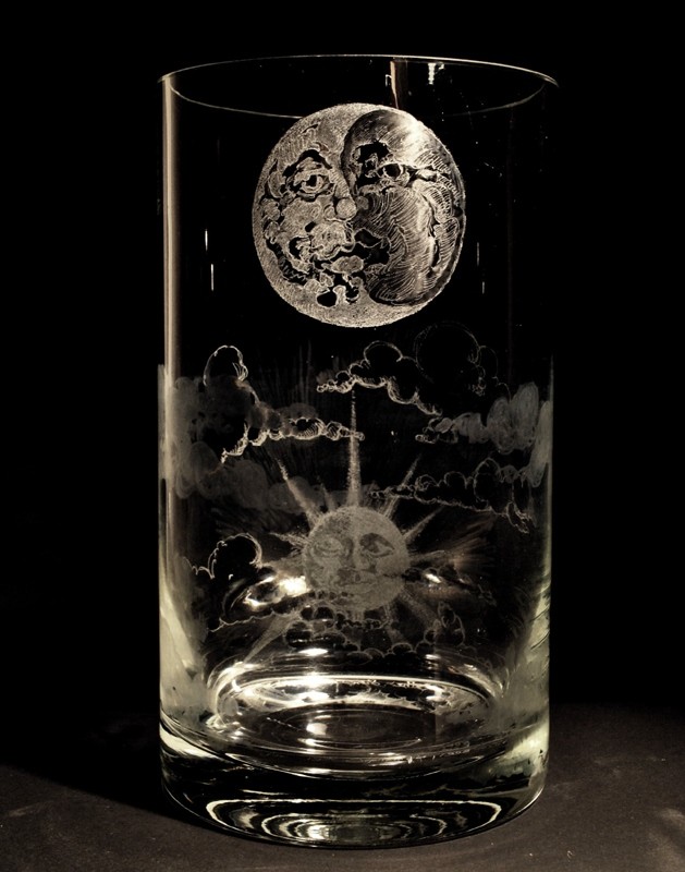 THE SUN and THE MOON - Engraved Glass