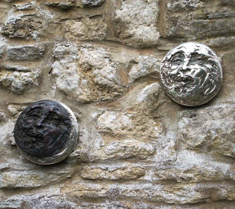 WAXING CRESCENT MOON - created by silverplating the bronze moon mask