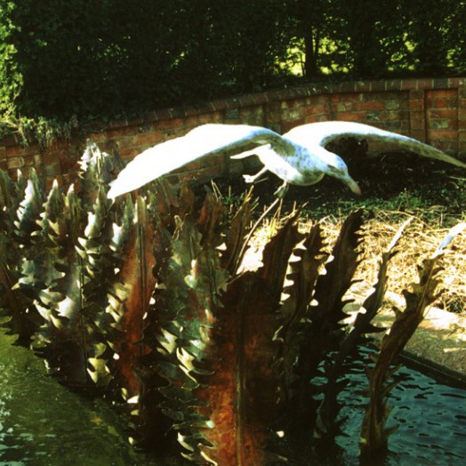 ... a water feature with fern fronds from the Downs �      (Click to enlarge)