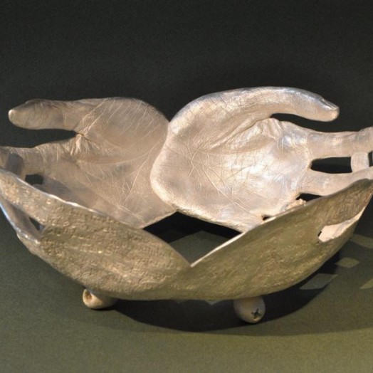 BOWLED OVER - Sterling Silver Vessel - made of hand prints